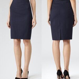Reiss Navy 98% Wool Skirt Sz 2 Preppy Officecore Minimalist Capsule